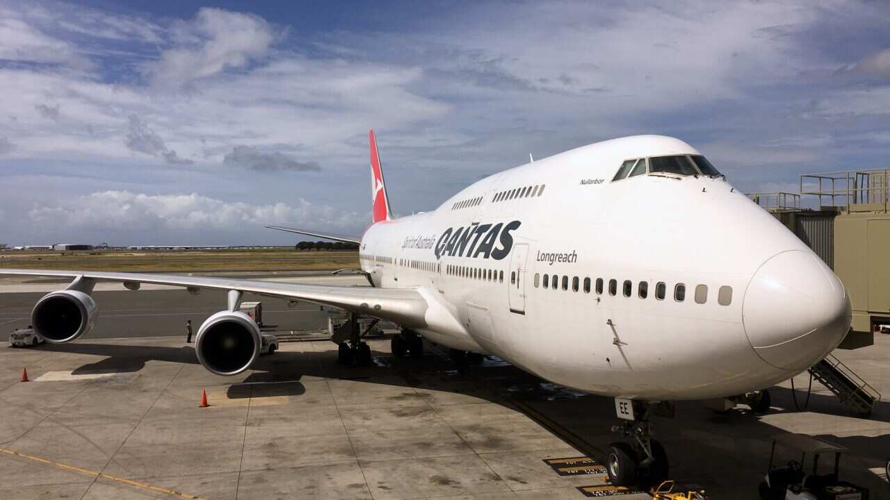 Qantas 747 aircraft on the tarmac at Sydney Airport