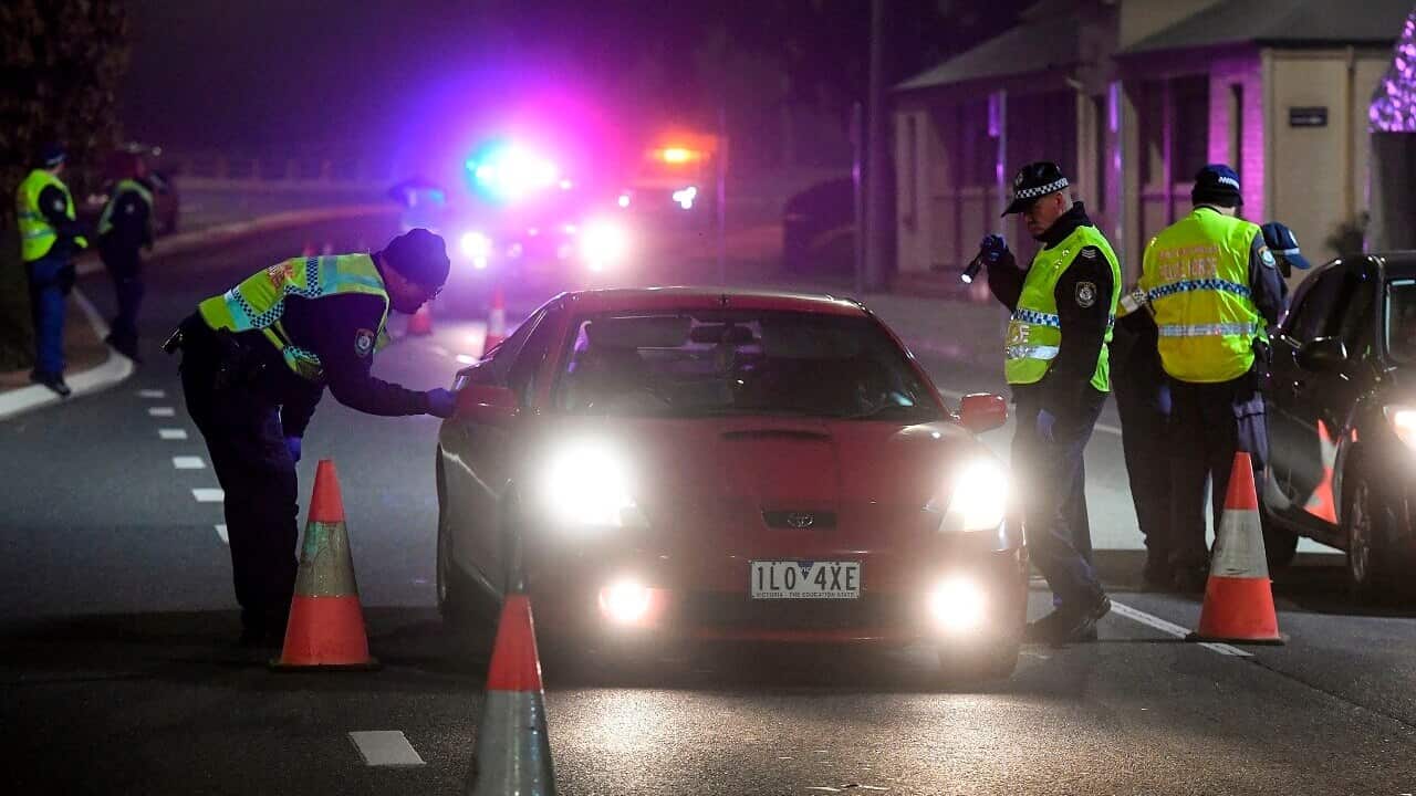 Police at the NSW-Victoria border earlier this month.