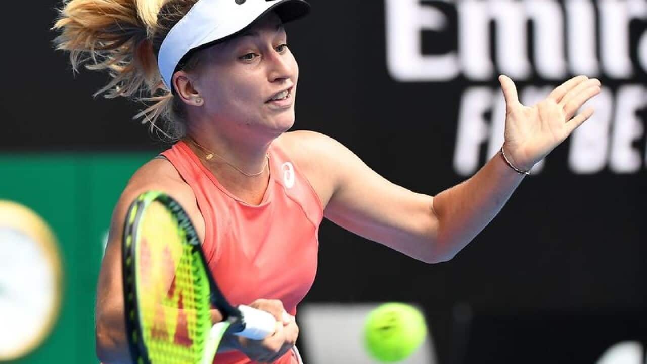 Daria Gavrilova of Australia in action against Tamara Zidansek.