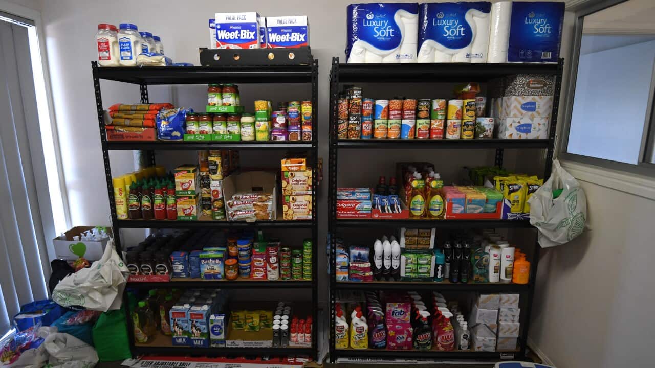 Donated food and household items, available to a charity in Queensland.
