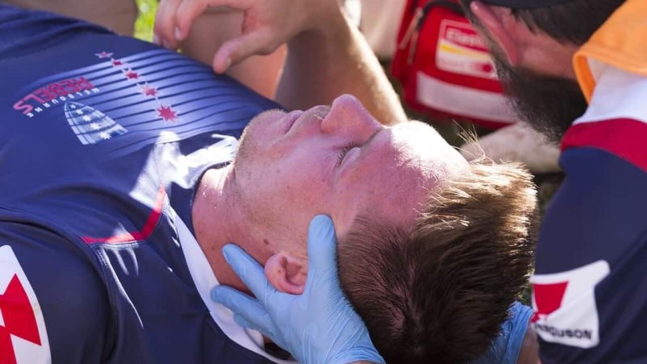 Dane Haylett-Petty of the Rebels is injured