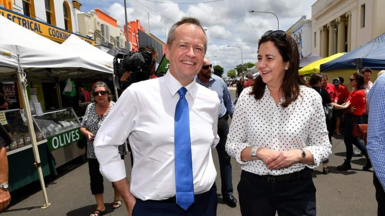 Bill Shorten campaigning with Annastacia Palaszczuk