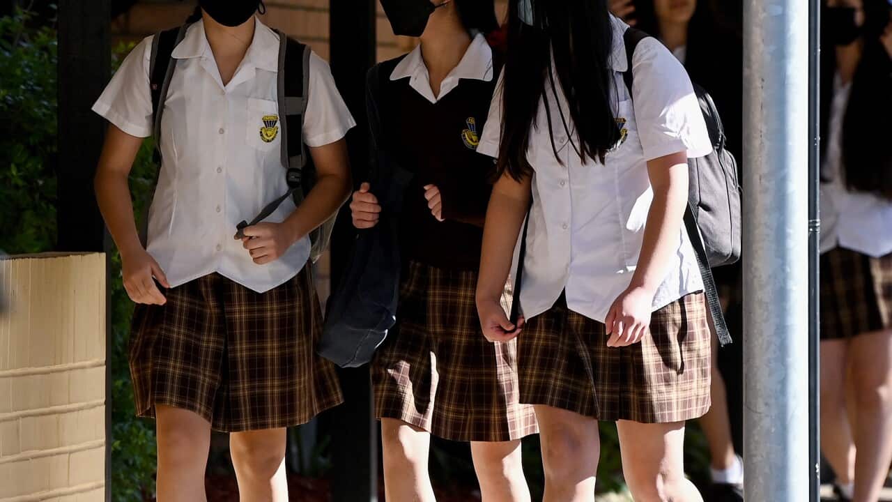 Students in years 2-11 wear face masks as t