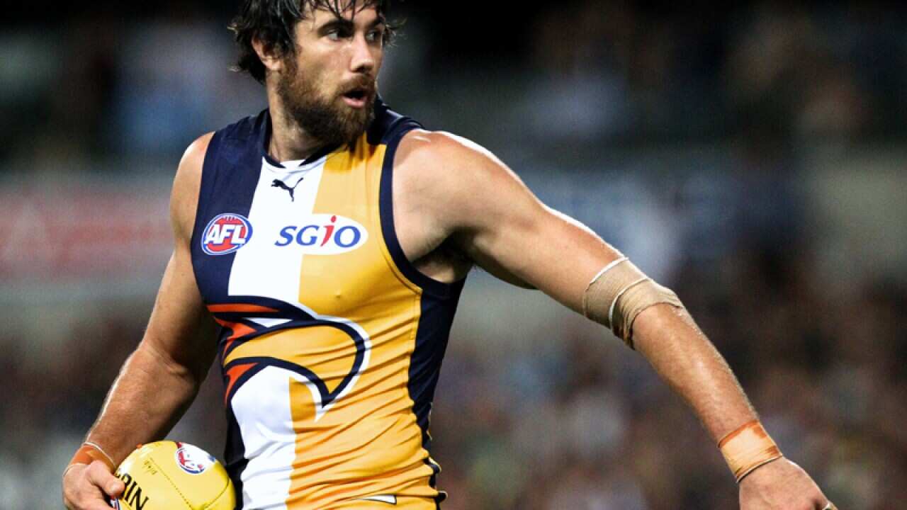 Eagles' Josh Kennedy prepares to take a penalty