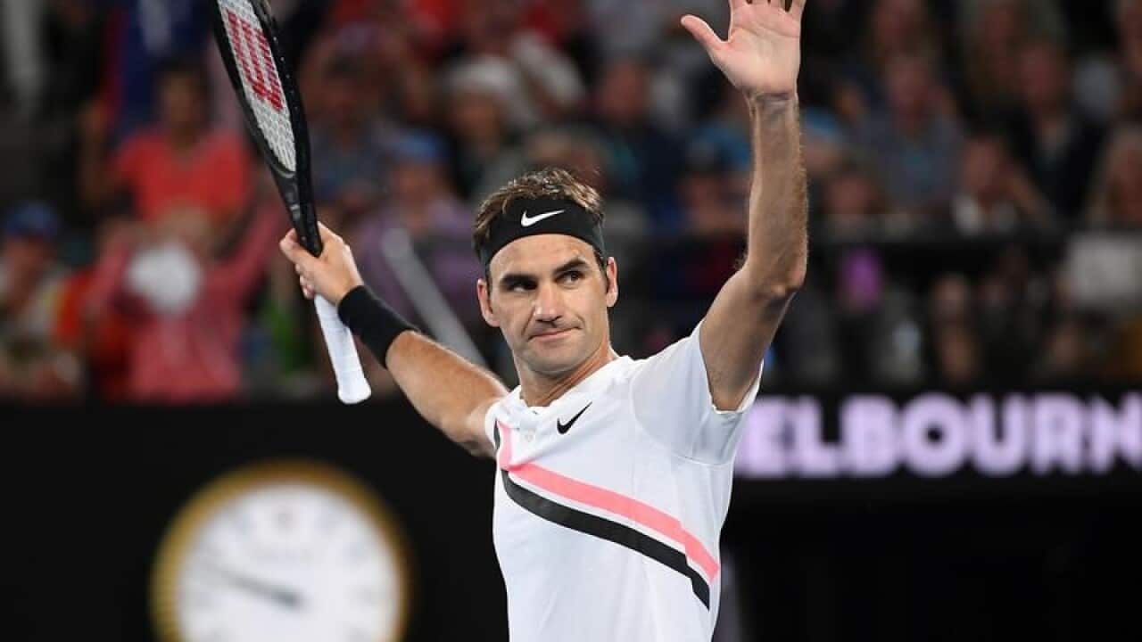 Roger Federer of Switzerland celebrates