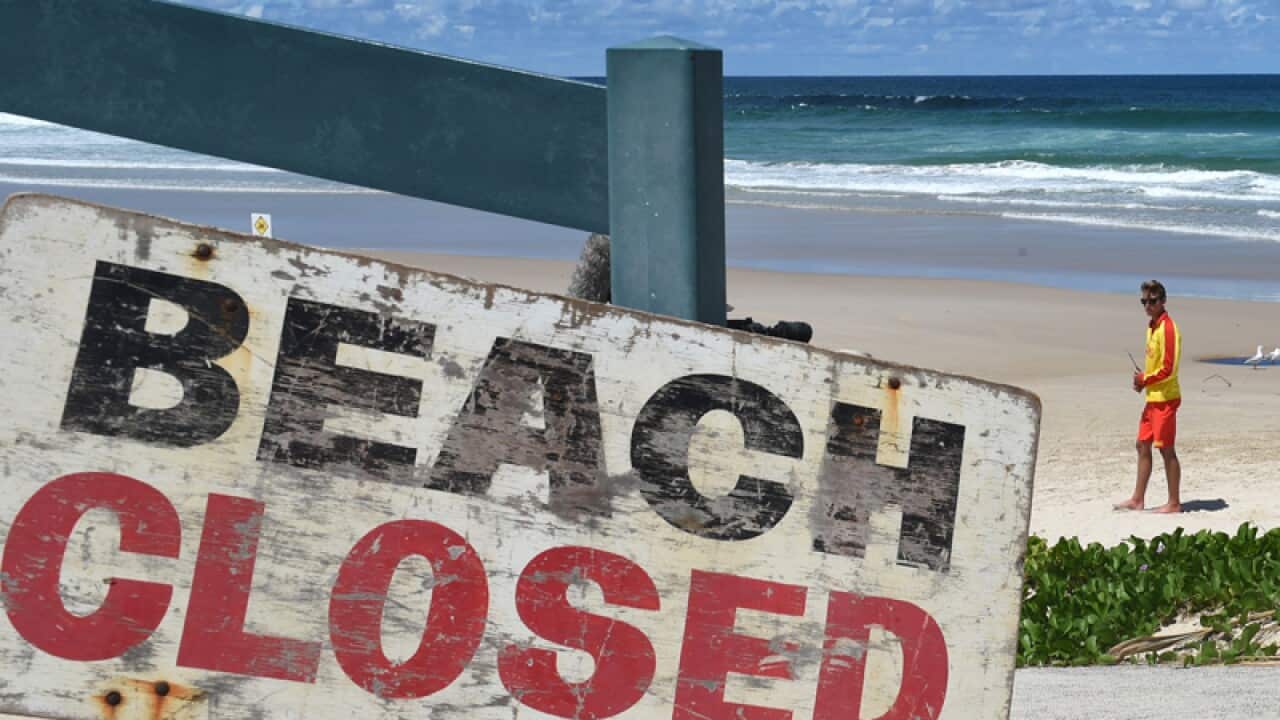 Beach closed at Ballina.