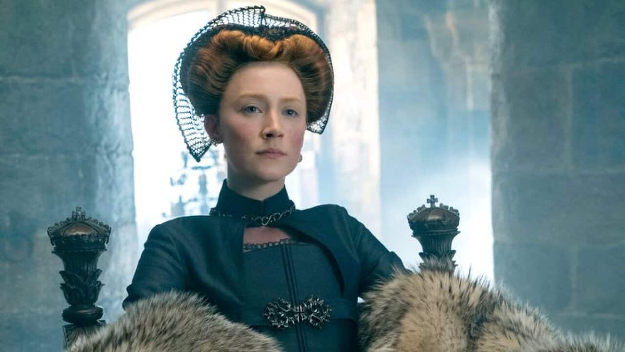 Saoirse Ronan as Mary Stuart in a scene from "Mary Queen of Scots." (Liam Daniel/Focus Features via AP)