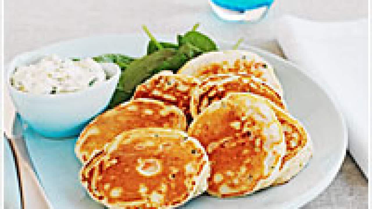 Smoked salmon pikelets