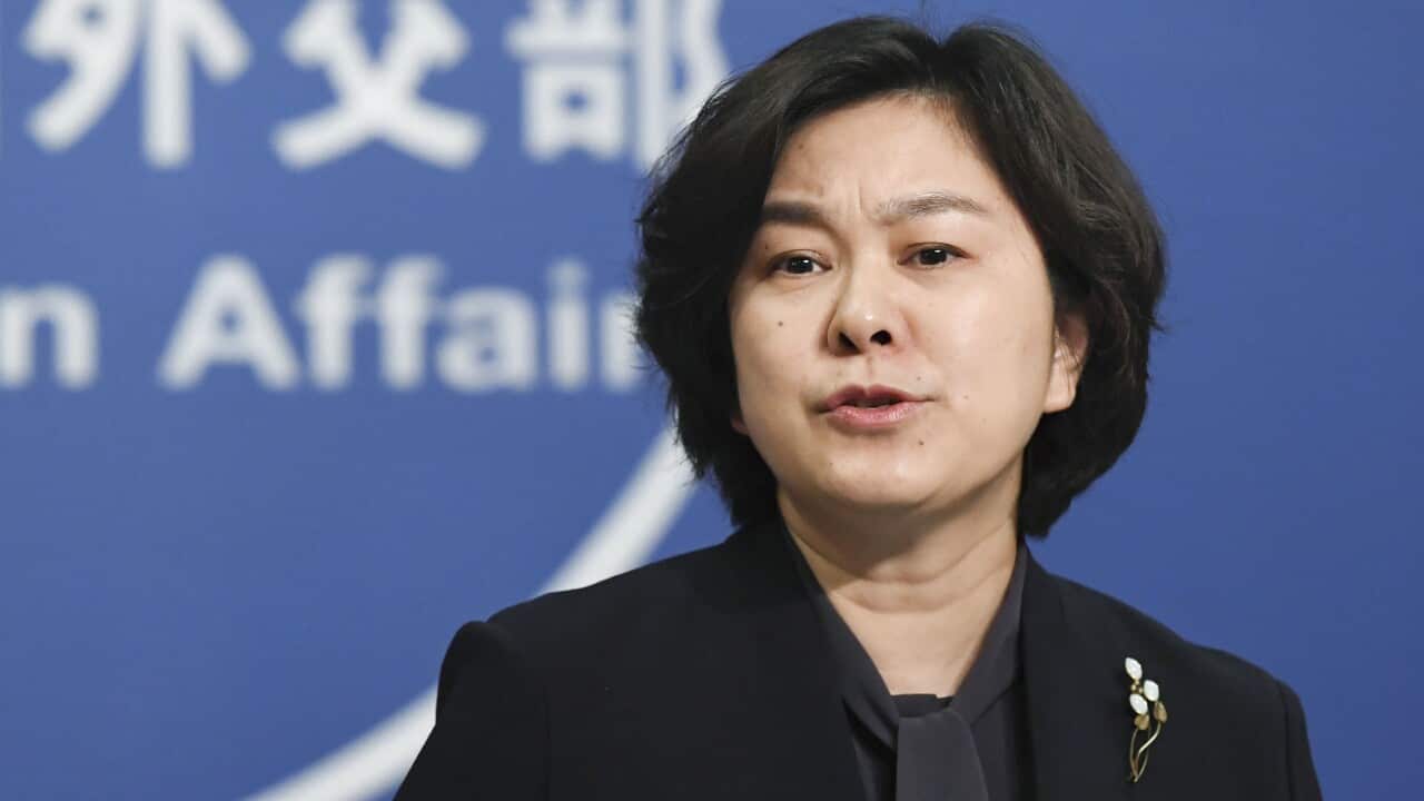 Chinese Foreign Ministry spokeswoman Hua Chunying speaks at a press conference in Beijing on May 6, 2020.