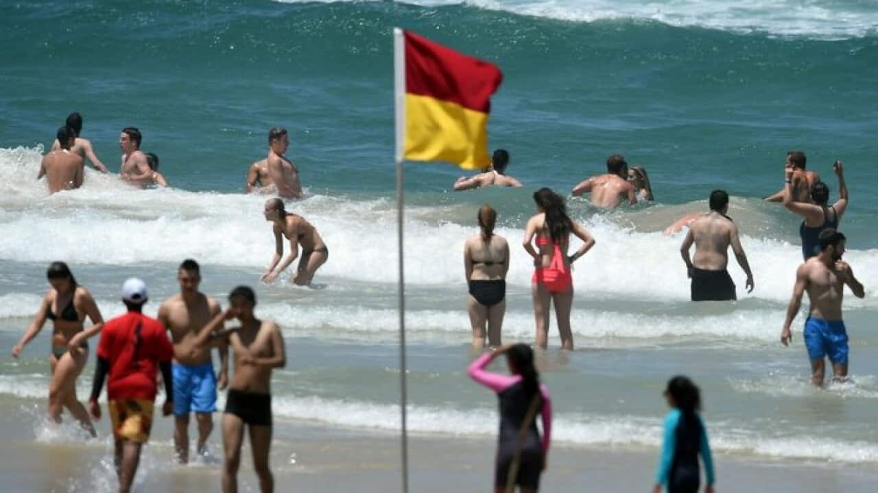 Swim between the flags