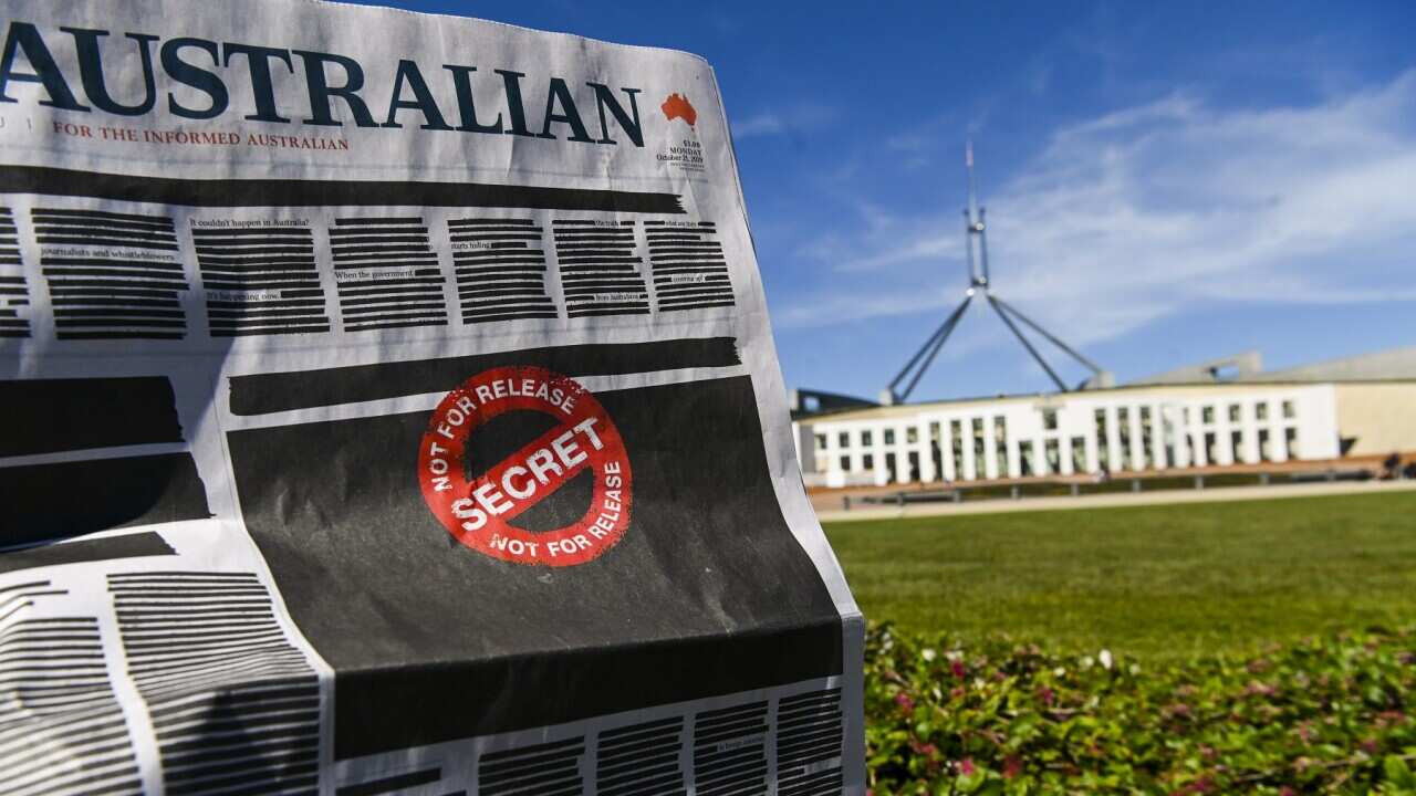 The Australian newspaper as part of a press freedom campaign in 2019 (AAP)