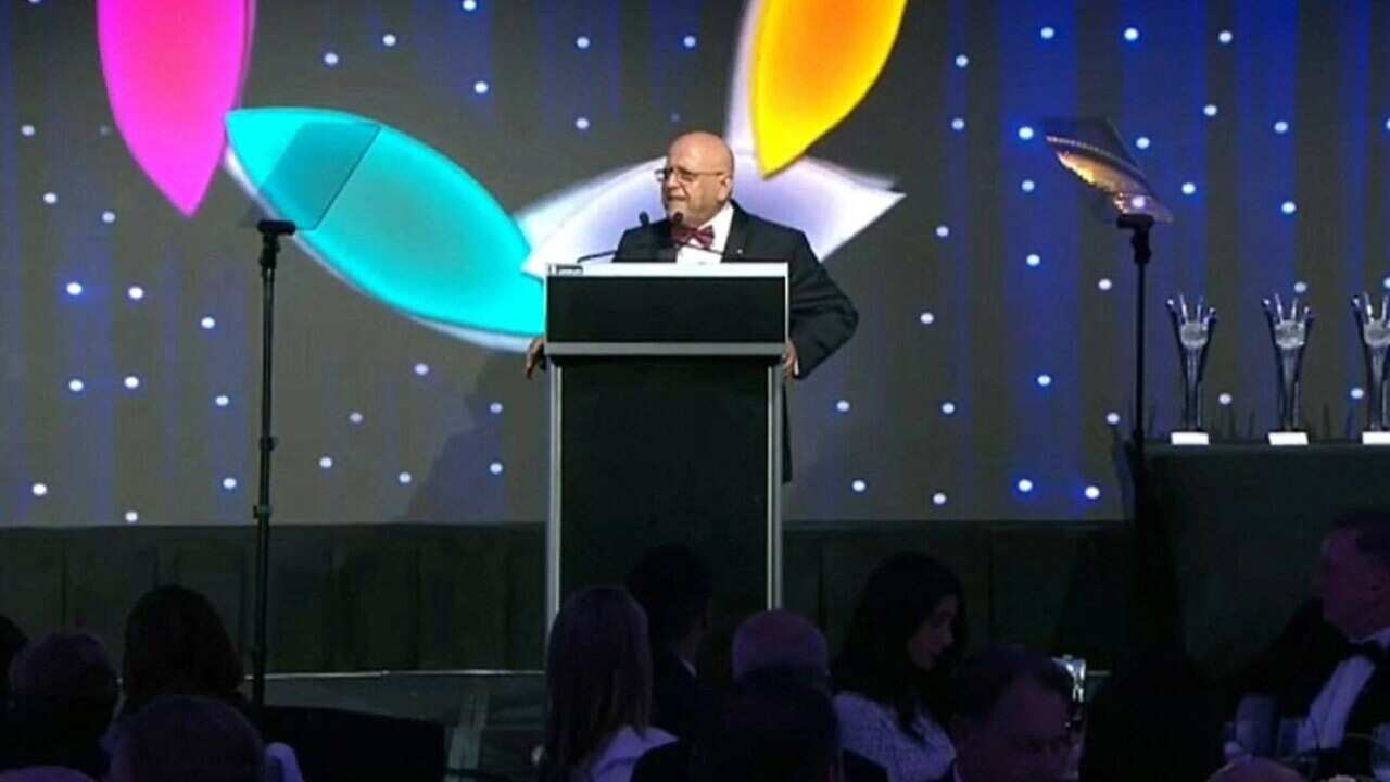 Ethnic Business Awards founder Joesph Assaf speaking on Monday night.
