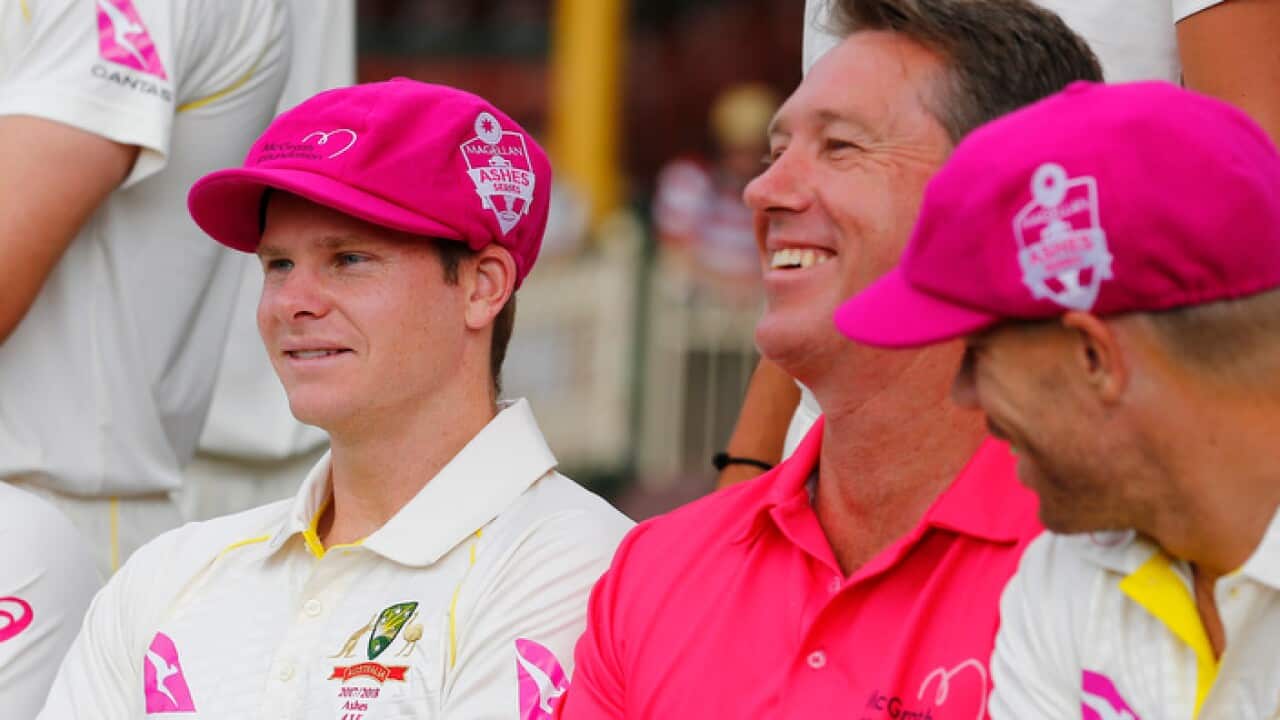 Glenn McGrath, centre, at the Sydney Cricket Ground