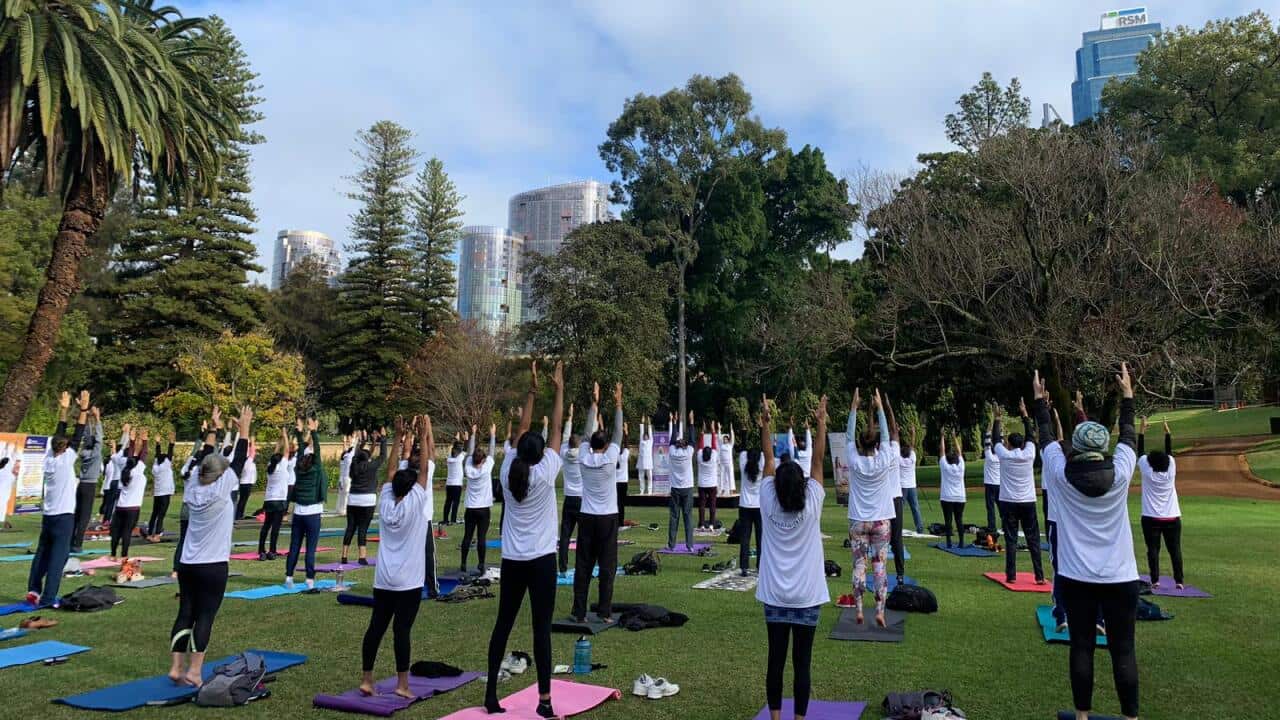 Yoga event in Perth organised by Art of Living and Indian society of Western Australia