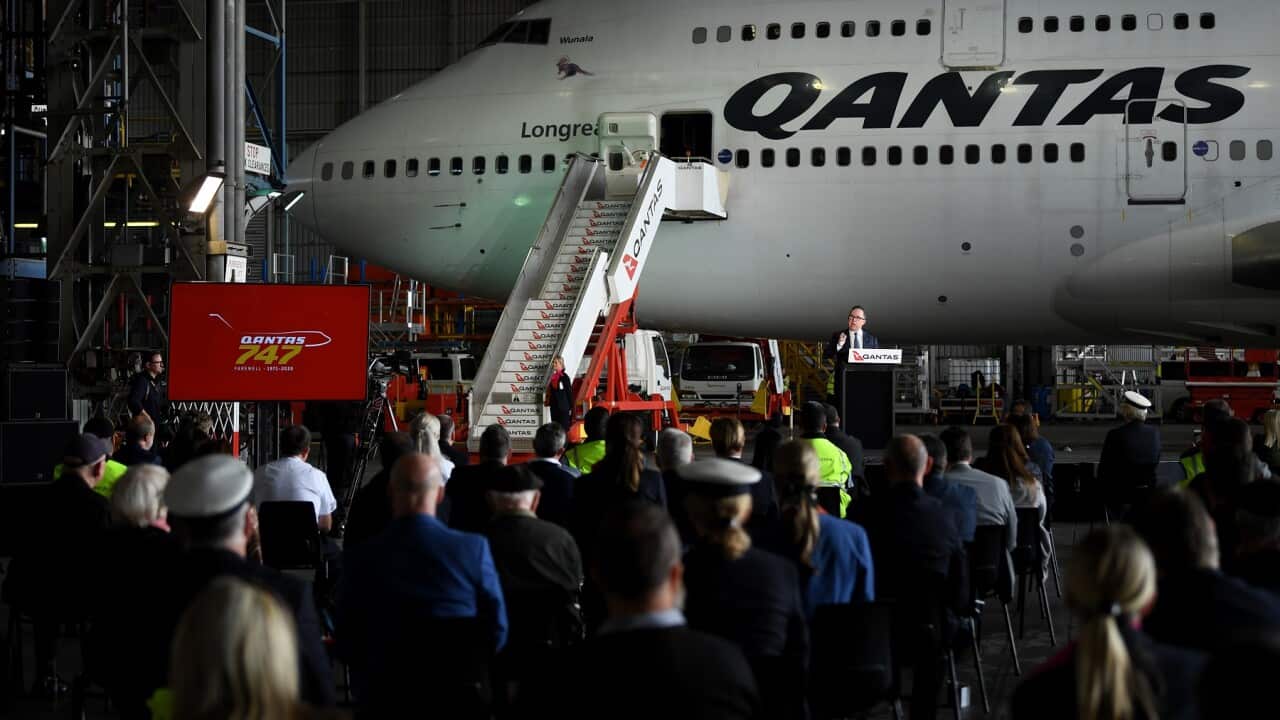 Qantas boss Alan Joyce at the official farewell event