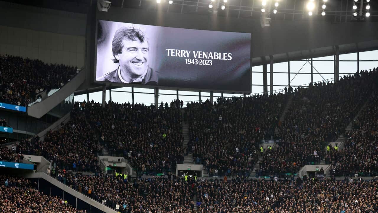 Tribute paid to the late Terry Venables before the EPL match between Tottenham Hotspur and Aston Villa