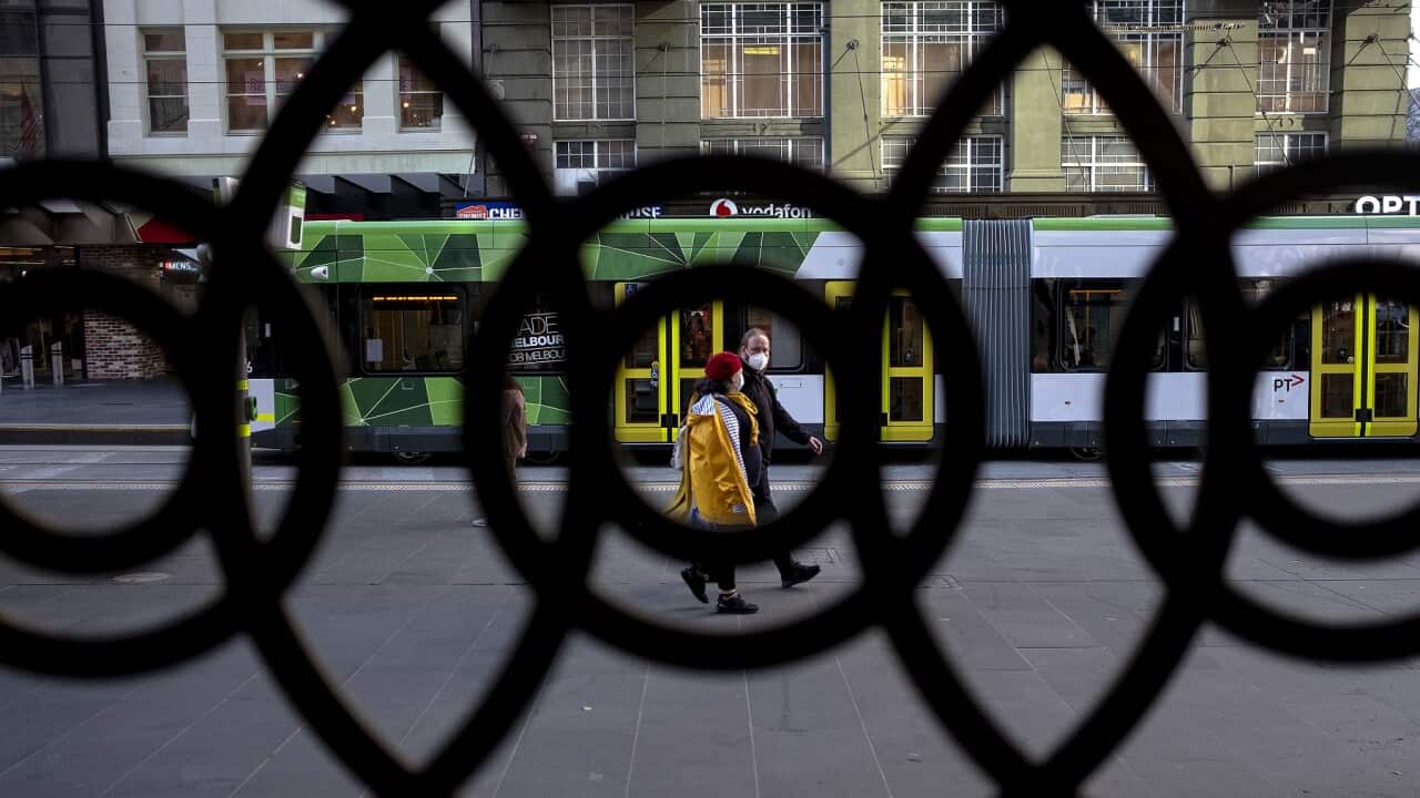 People wearing face masks during the lockdown in Melbourne