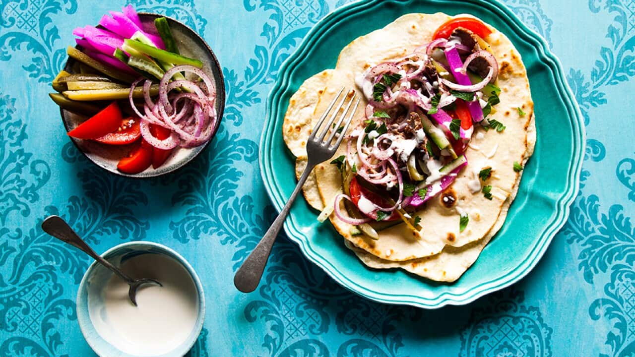 Lamb shawarma with tahini and lemon