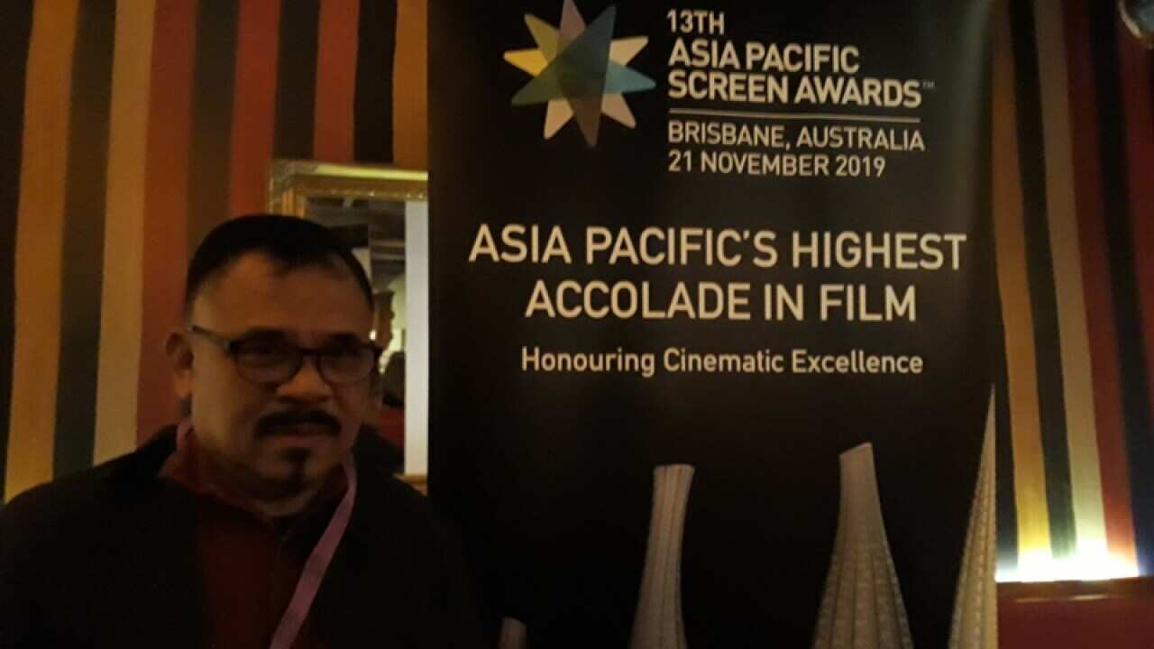Garin Nugroho attending the function held by APSA prior to the screening of his film Memories of My Beautiful Body at the Melbourne International Film Festival in Sep 2019.