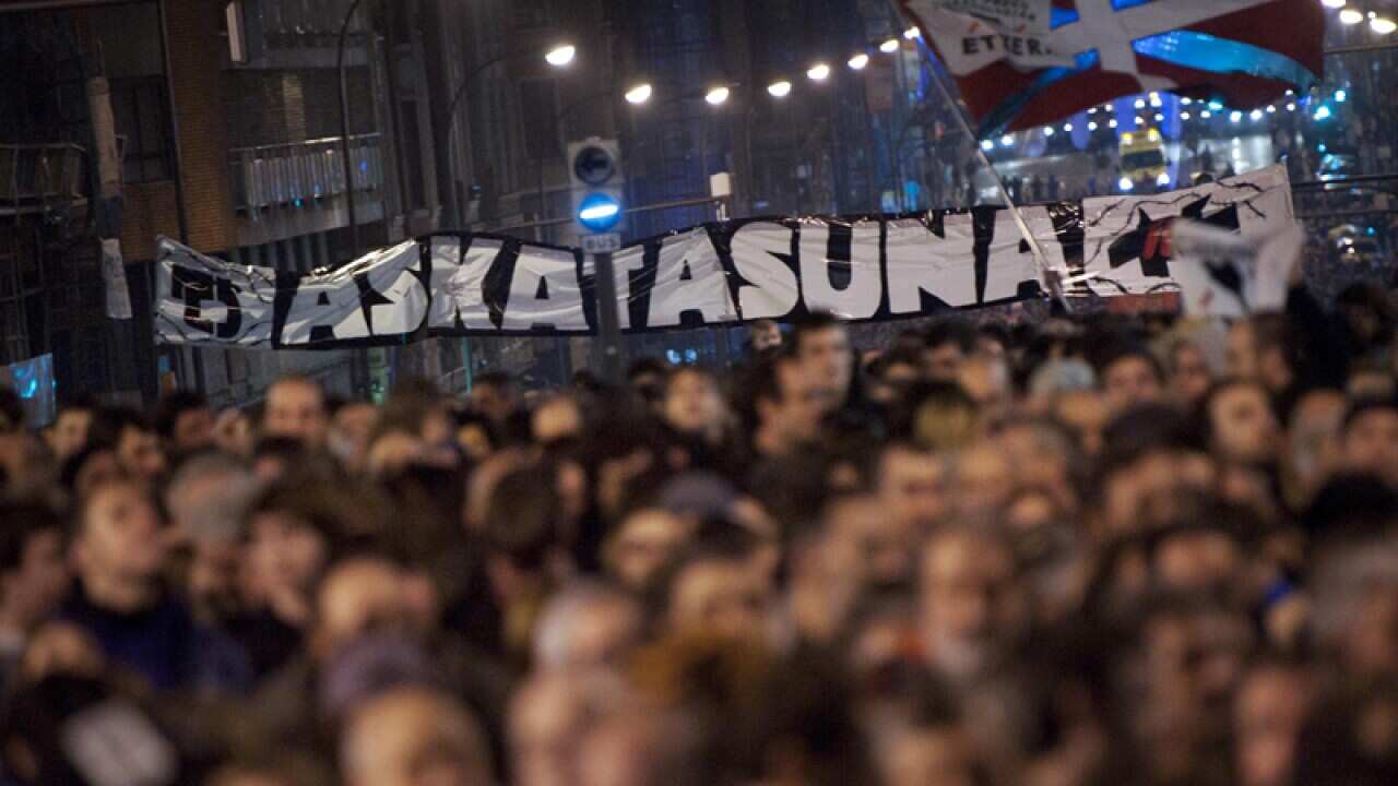 Pro-independence Basque demonstrators gather in Bilbao