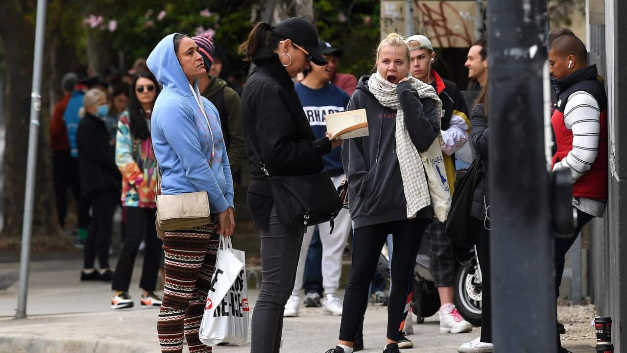 People waiting outside Centrelink