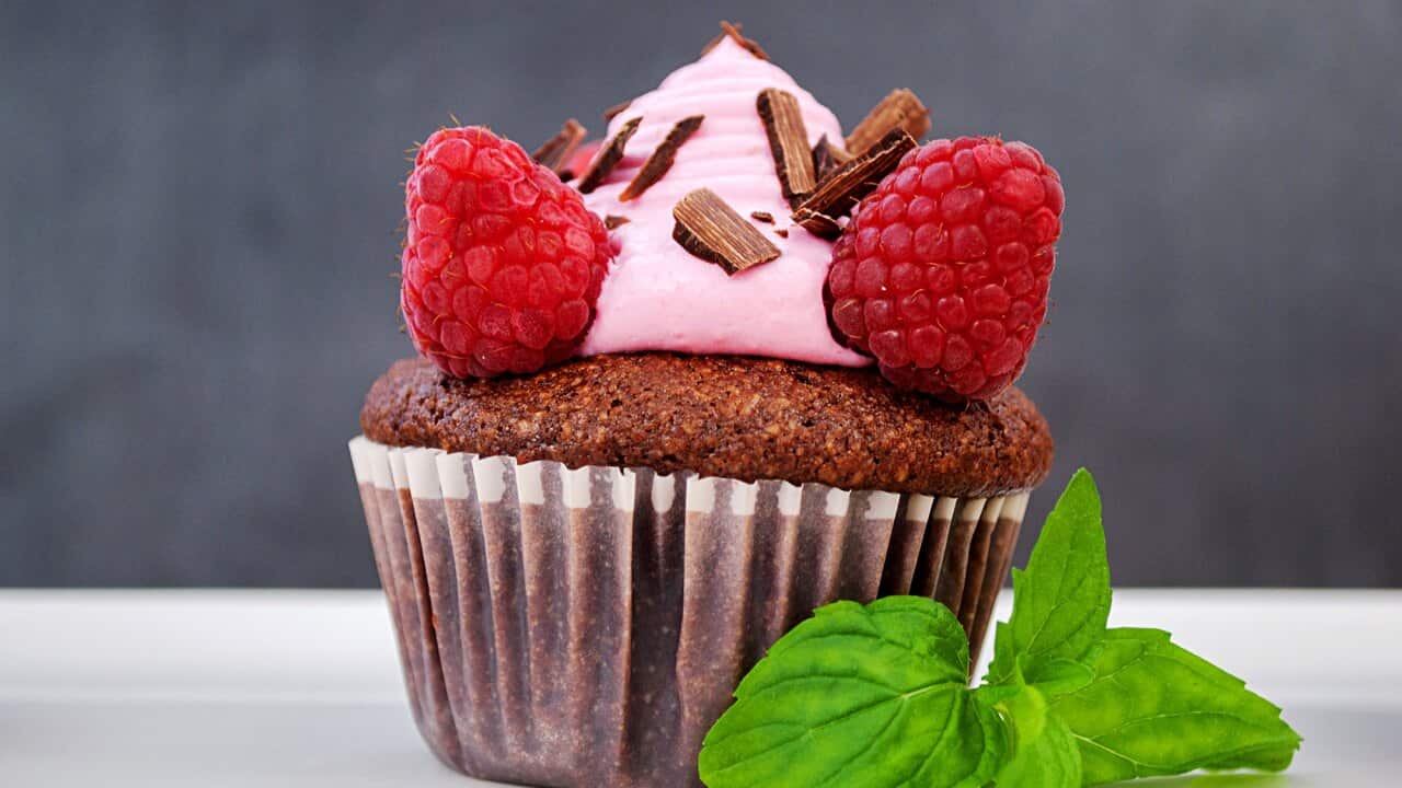 Chocolate cupcakes with pink velvet icing