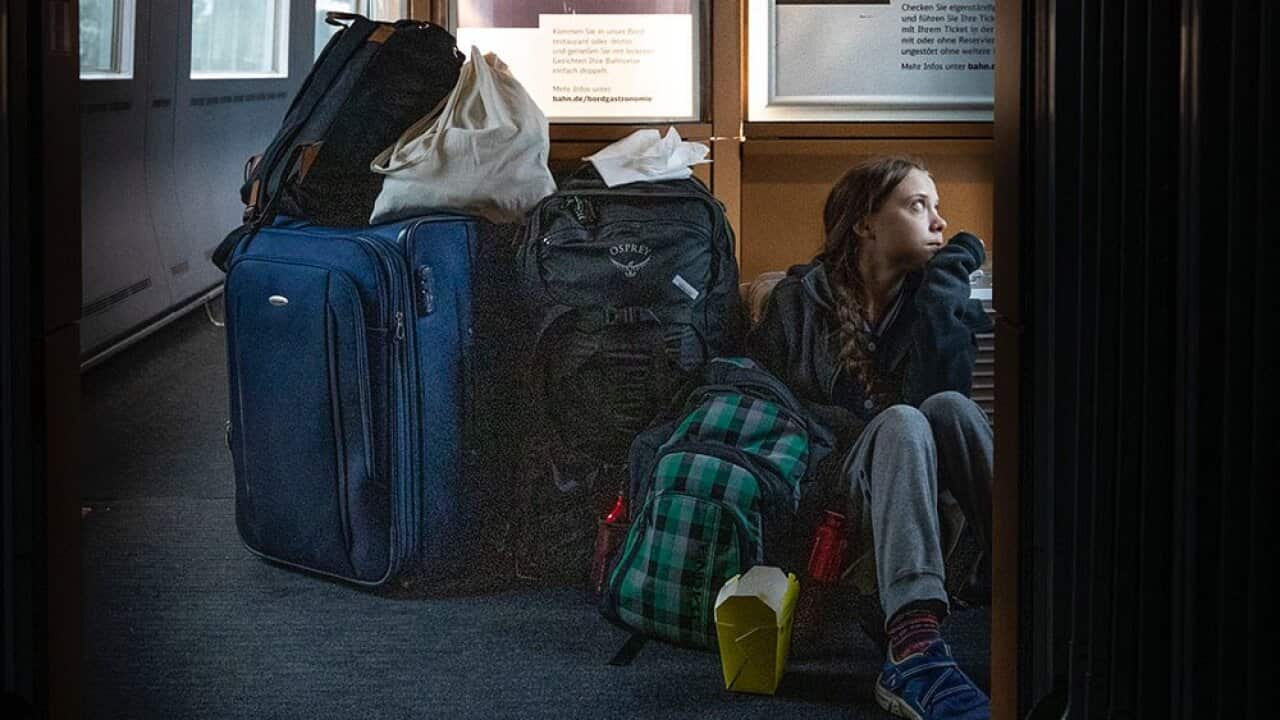 Greta Thunberg tweeted this picture from her journey back to Sweden. 