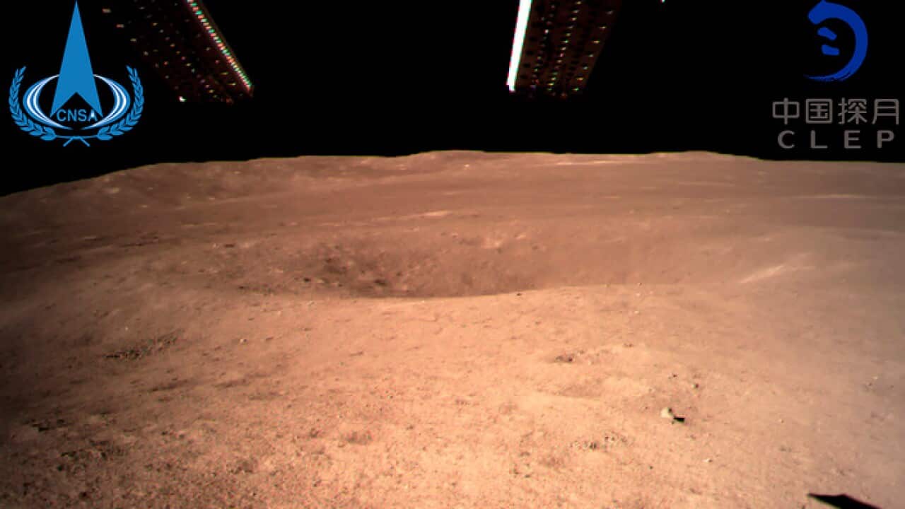The first image of the Moon's far side taken by China's Chang'e-4 probe (AAP)