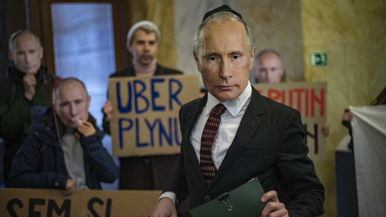 Protesters in Prague, Czech Republic