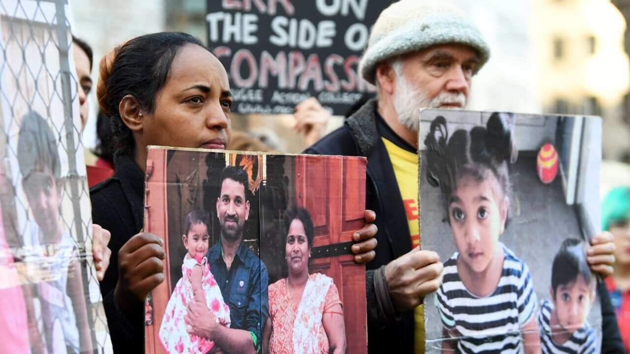 Supporter's of the Biloela family facing deportation gather for a vigil at Flagstaff Gardens in Melbourne.