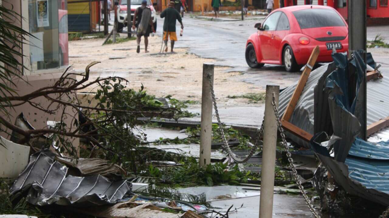 Damage is visible in Port Vila, Vanuatu