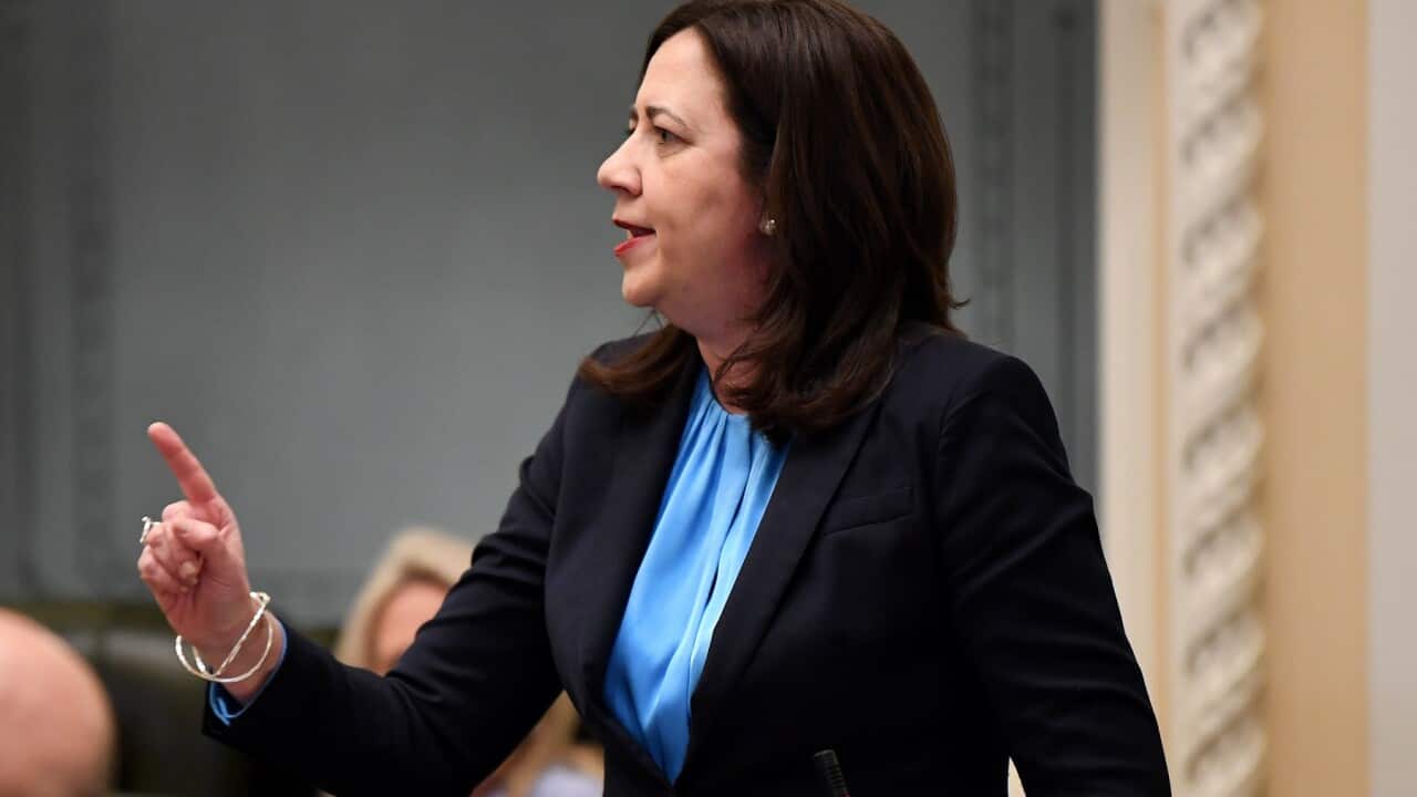 Queensland Premier Annastacia Palaszczuk speaks during Question Time at Parliament House in Brisbane, Wednesday, July 15, 2020. (AAP Image/Dan Peled) NO ARCHIVING