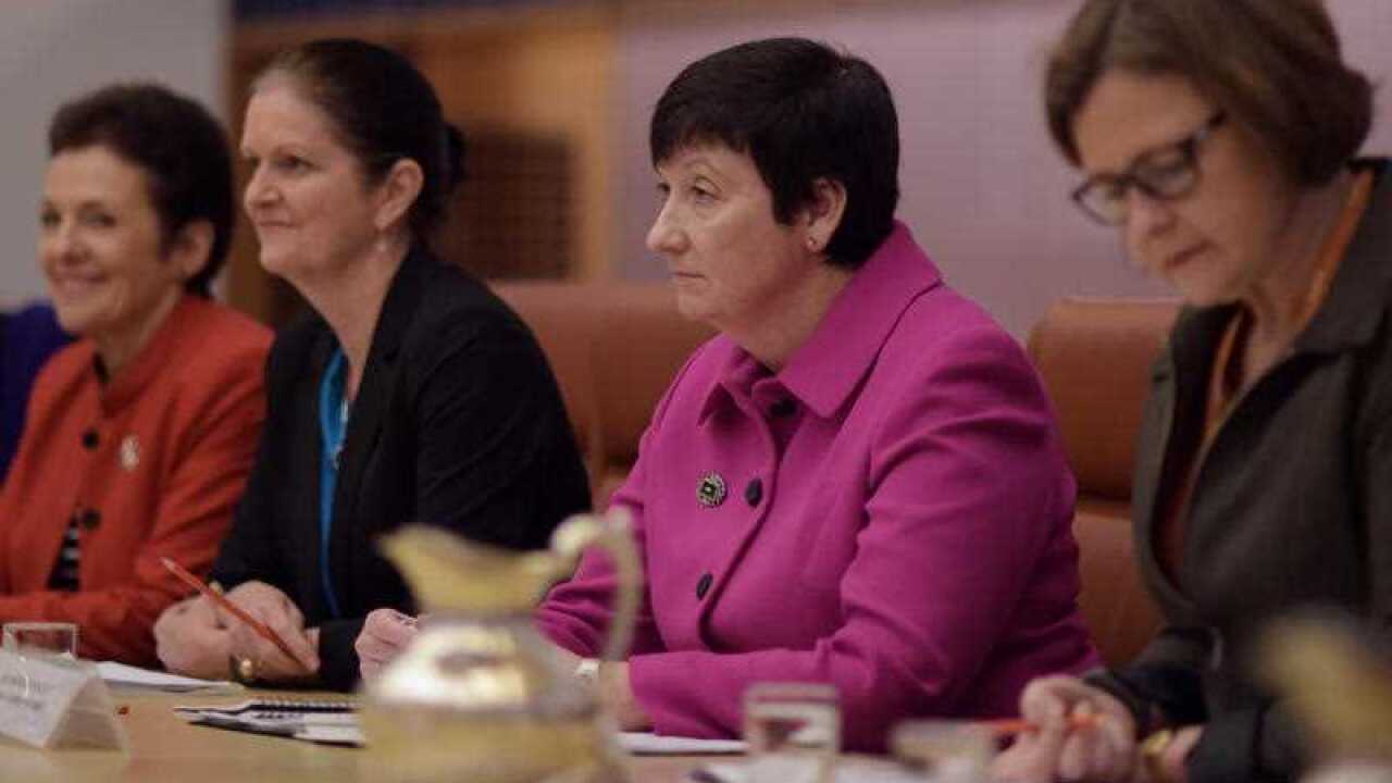 Chief Executive of the BCA Jennifer Westacott attends a gathering of leaders from business, unions and community during a mini economic summit at Parliament House in Canberra.