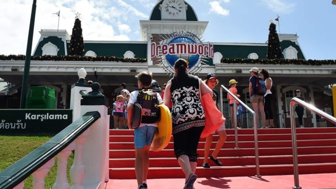 Visitors arrive at Dreamworld on the Gold Coas
