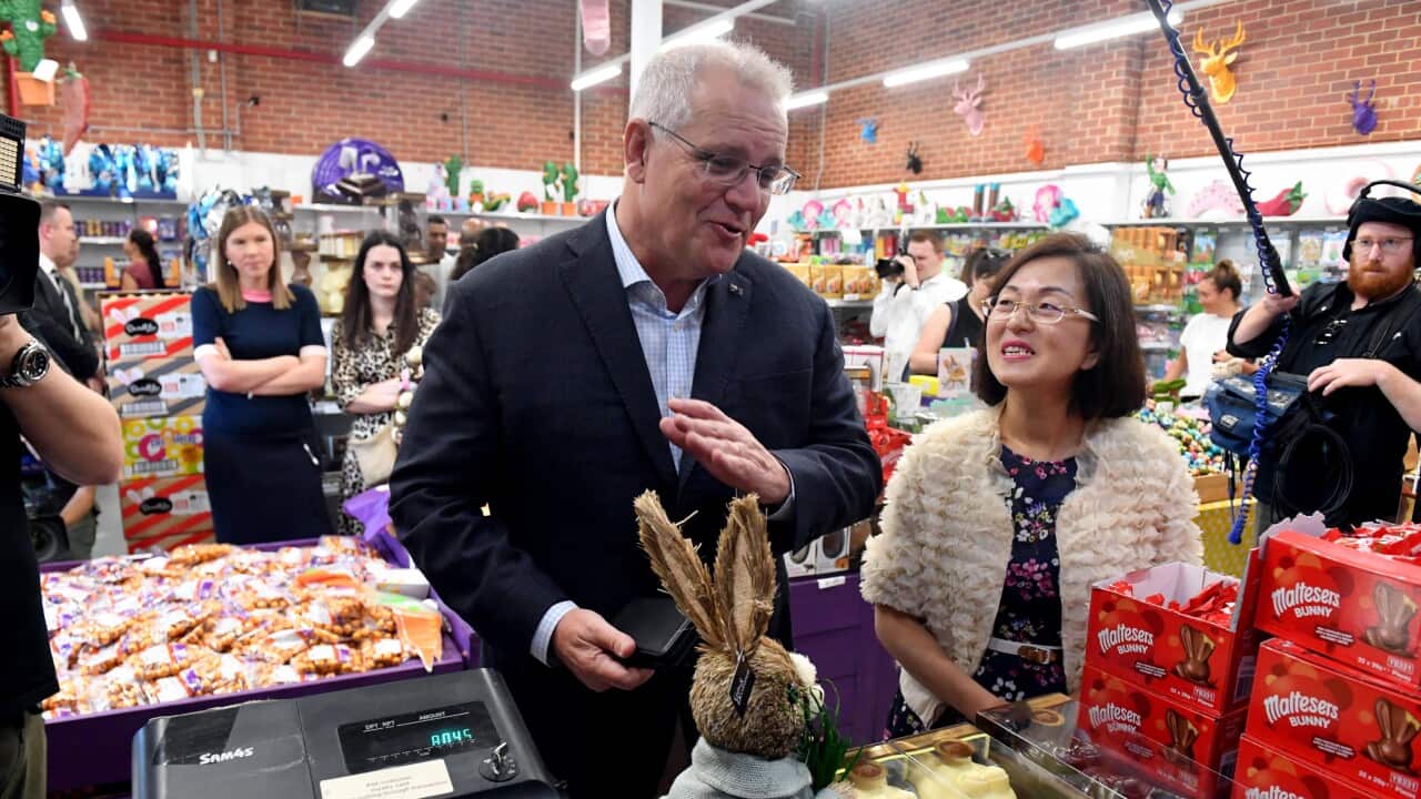 Prime Minister Scott Morrison with Liberal member for Chisholm Gladys Liu on April 16.