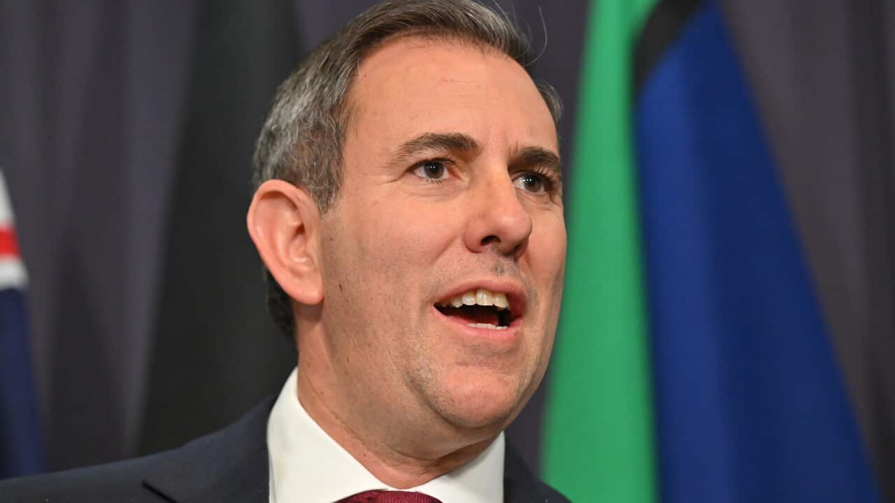 Treasurer Jim Chalmers speaks to the media during a press conference at Parliament House in Canberra