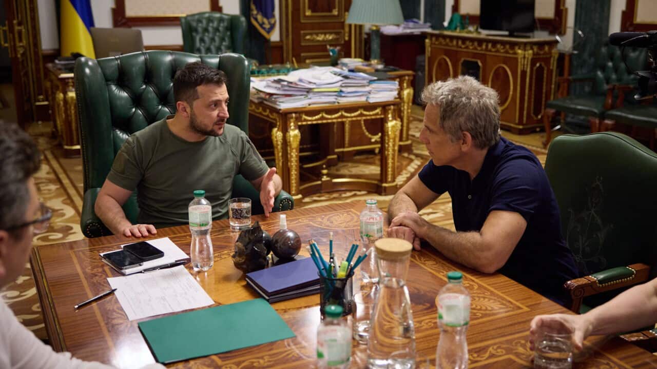 Ukraine's president with actor Ben Stiller