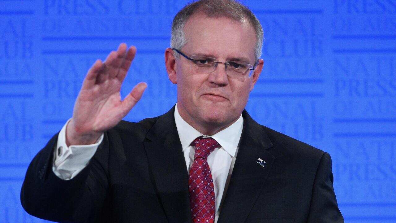 Australian Federal Treasurer Scott Morrison at the National Press Club in Canberra (AAP)