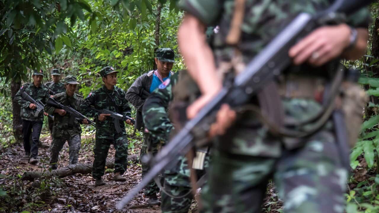 Soldiers from the Karen National Liberation Army (KNLA), the