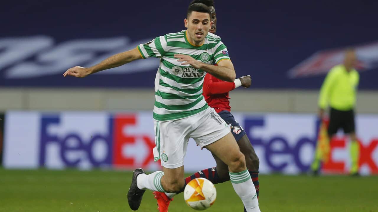 Celtic's Tom Rogic in action during the Europa League 2020