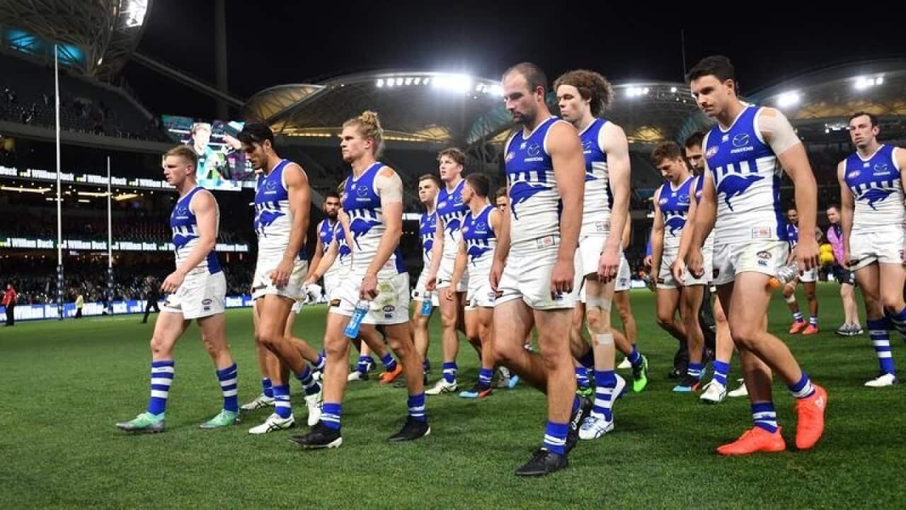 North Melbourne after their AFL defeat to Port Adelaide.