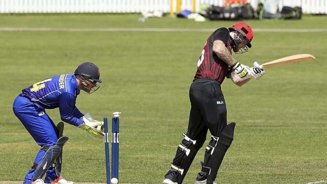 New Zealand-born England cricket player Ben Stokes is bowled out