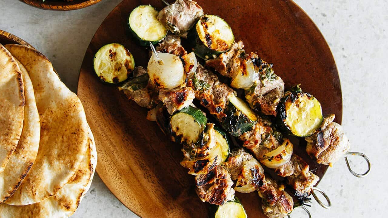 Mint & garlic lamb kebabs with quinoa tabouli