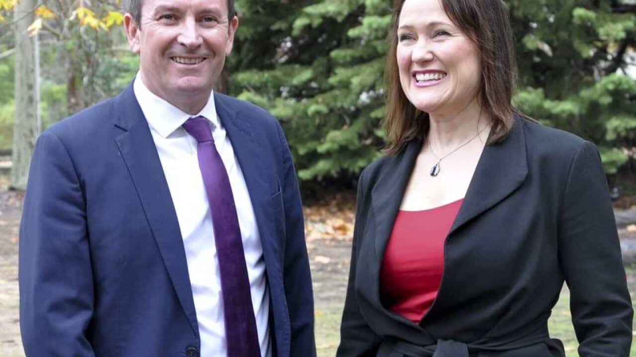 WA Premier Mark McGowan and Labor MP Tania Lawrence pose for a photo.