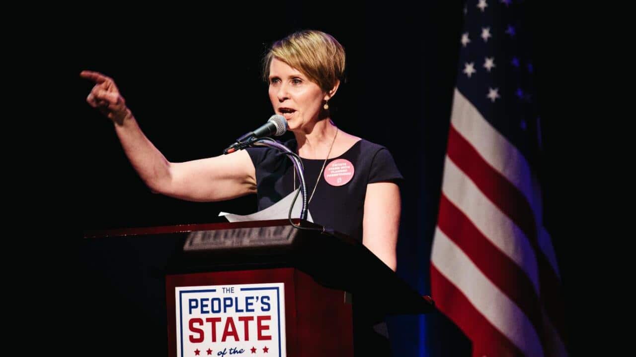 File: US actress Cynthia Nixon attends 'The People's State of the Union' event in New York in January 2018