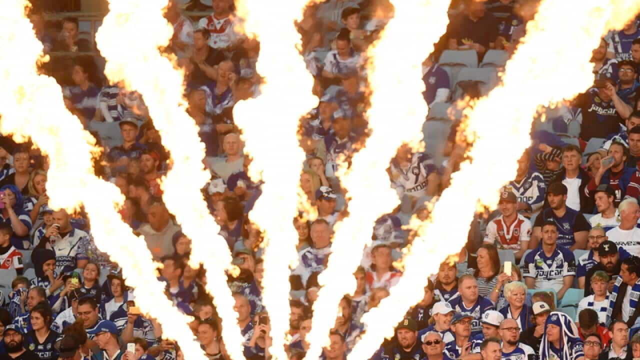 Crowds at an NRL game at ANZ Stadium in Sydney