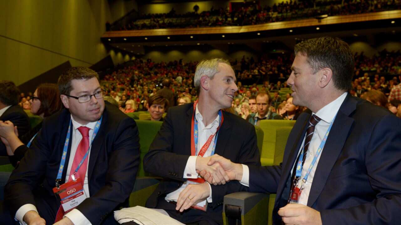 Pat Conroy (left), Andrew Giles (centre) and Richard Marles