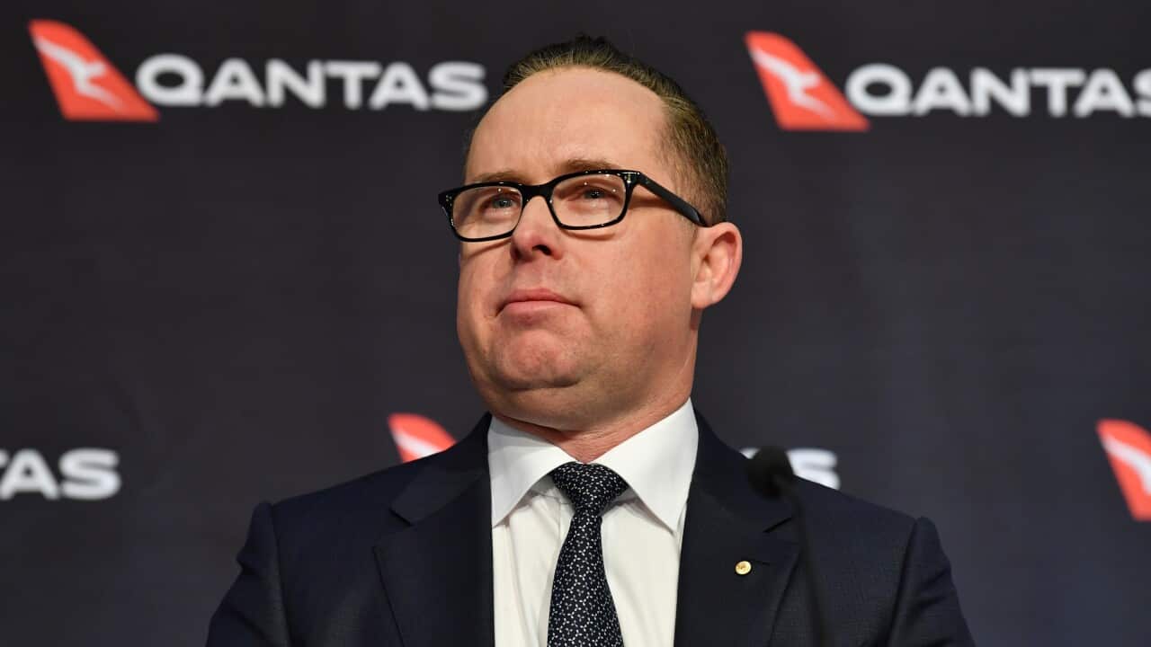 Qantas Group Chief Executive Officer Alan Joyce press conference following a results announcement in Sydney.