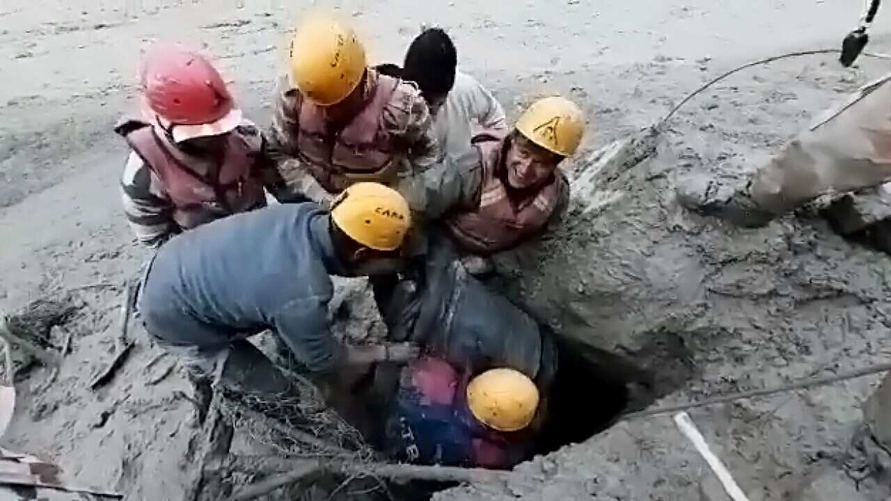 ITBP personnel rescue one person who was trapped in the tunnel