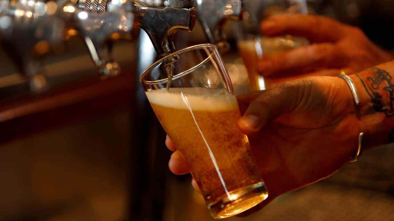 A beer is poured